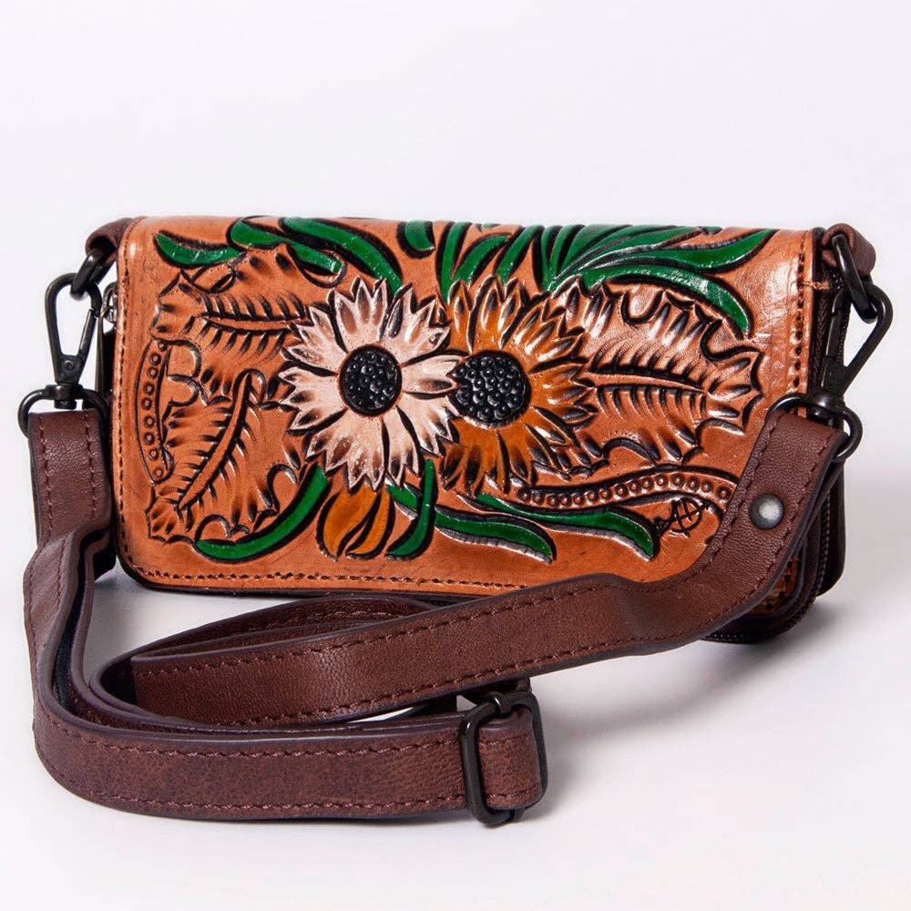 American Darling Hand-Tooled & Painted Leather Crossbody Bag